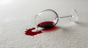 Red Wine Stain on a cream carpet